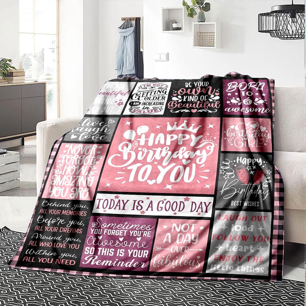 Birthday Quotes Collage Multi-purpose Blanket Durable Comfort Throw Bed Picnics All-Season Use Best Holiday Gift for Friends, Family Y30