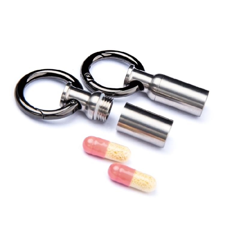 Unique Keychain Pill-Holder Container Stainless Steel Pill-Box Pill-Case Outdoor