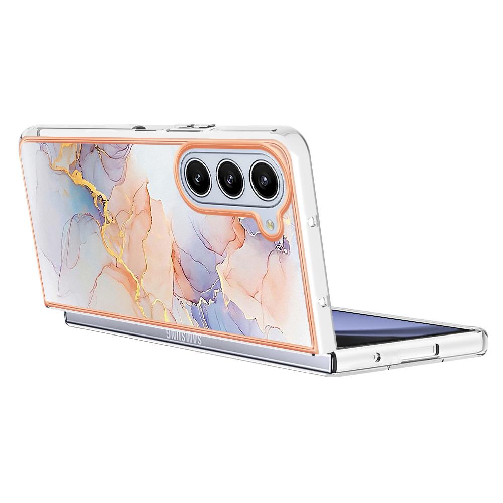 For Samsung Galaxy Z Fold5 5G Case with IMD Marble Flower Pattern TPU Mobile Back Cover