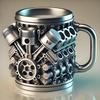 F1 Engine Resin Mug with Liner Simple Personality Mechanical Engine V12 Engine Cup