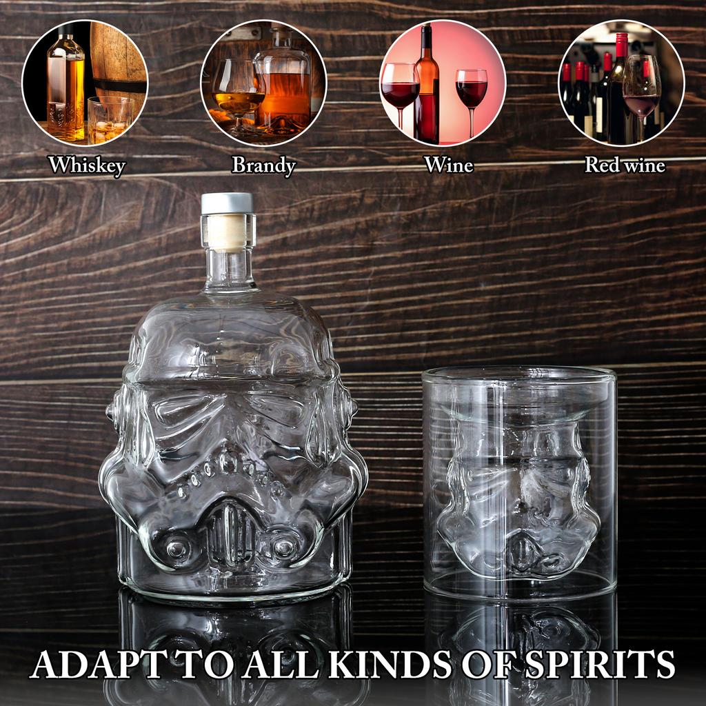 Whiskey Decanter with 2 Glasses 750ml Transparent Wine Decanter Creative Bourbon Decanter and Glass Set Whiskey Decanter