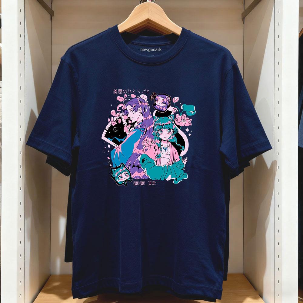 maomao and jinshi The Apothecary Diaries cartoon tshirt Anime Women Unisex Vintage graphic t shirts Cotton Oneck Adult Tops Tee