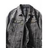 American Retro Smoky Gray Washed Denim Jacket for Men, Autumn and Winter Trendy Brand Short Casual Foreign Trade Men's Workwear Jacket