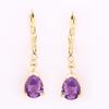 African Amethyst & White Topaz Earrings 925 Silver Gold Plated