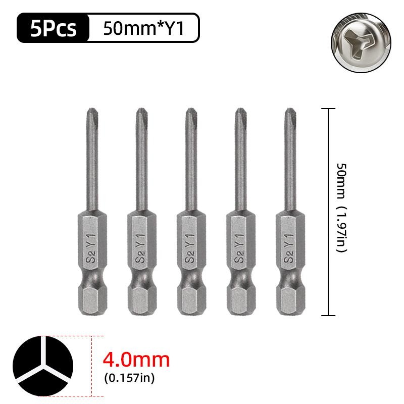 Y Shaped Screwdriver Bits Set Magnetic 1/4” Hex Shank Y Tip Head Y1 Y2 50mm S2 Steel Screw Driver Bit Ratchet Wrench Hand Tools