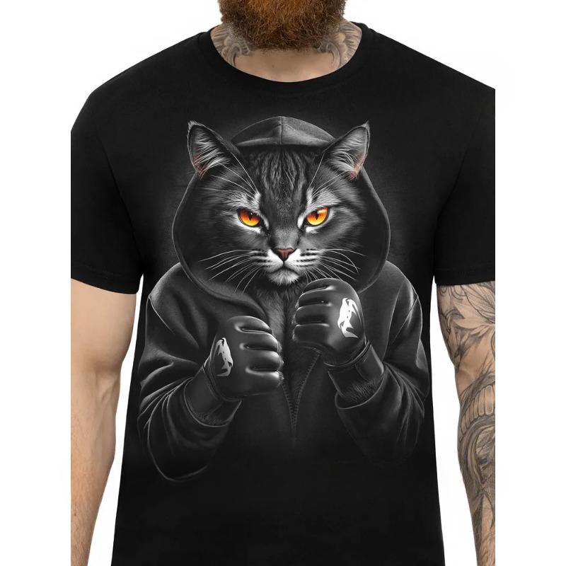 Summer Round Neck 3D Animal Print Top Fashionable Casual Short Sleeved Men's T-shirts