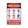 Señal de Reglas de Piscina Tablero de Avisos de Seguridad para Exteriores Señal de Advertencia Metálica Nade Bajo Su Propio Riesgo Señal B03E