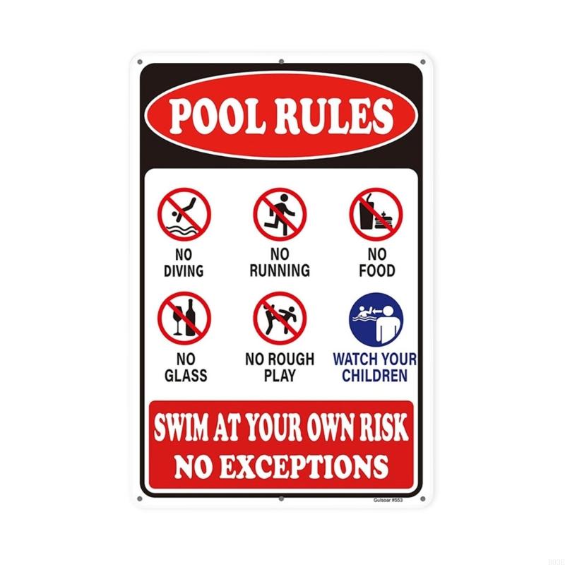 Swimming Pool Rules Sign Outdoor Safety Warning Notice Board Metal Warning Swim At Your Own Risk Sign B03E China Mainland