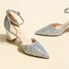 Sequins Hollow Word with Single Shoes High Heels Women's Spring and Summer New Fashion Thick Heel High Heel Bag Head Sandals Women