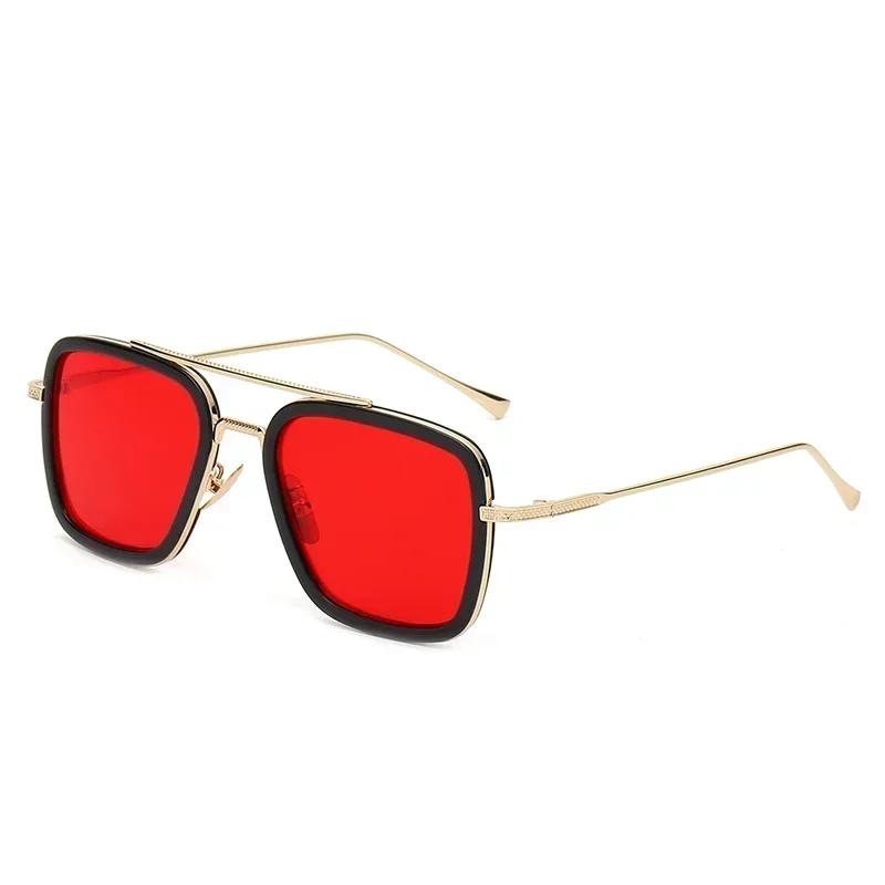 High Quality Durable High Quality Fashion Tony Stark Sun Glasses Iron Man Sun Glasses Vintage Square Metal Frames