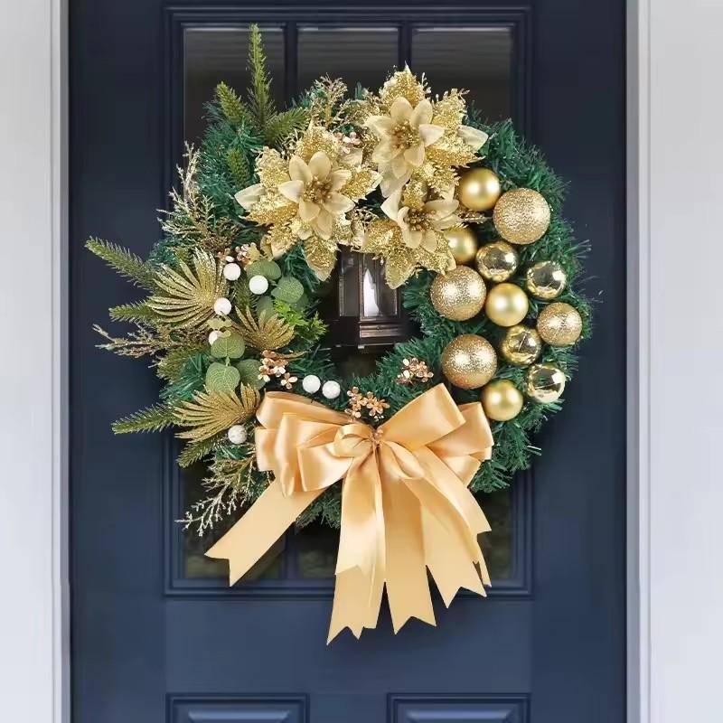 Christmas Wreath for Front Door Red Gold Window Wall Door Decorations 2025 Christmas Garland Ornament Guirnalda Navidad