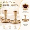 Taper Candleholder Stand Gold Metal Wide Base Mantel Display Holds Taper Candles, Wide Base Helps Reduce Tipping, Gold Metal, Table and Mantel Display