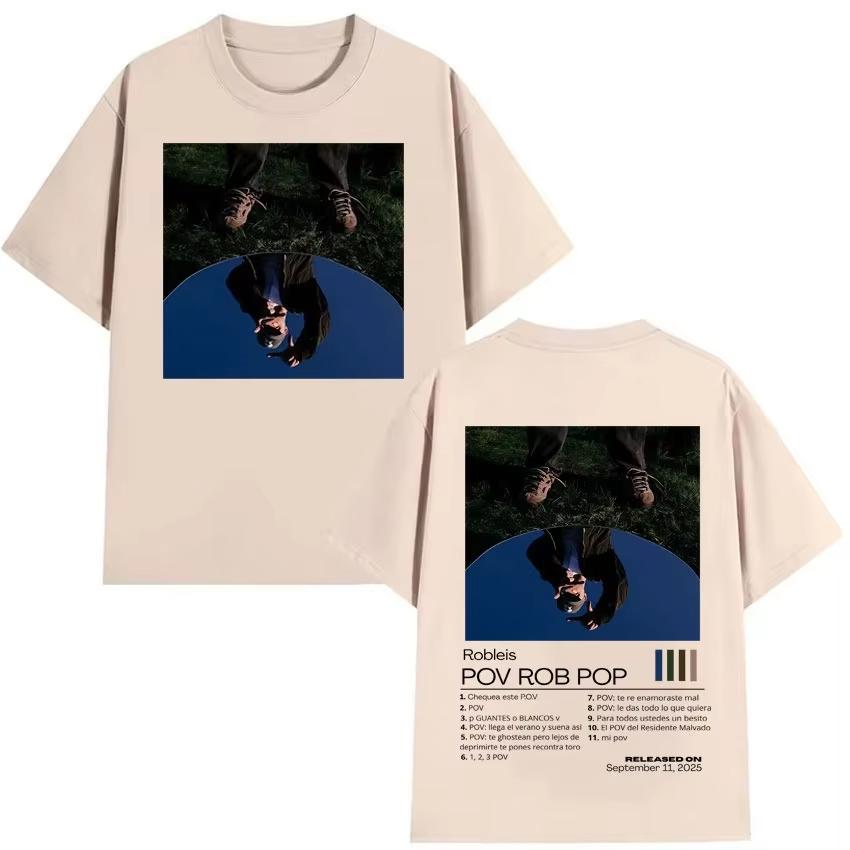 Rapper Robleis Album Cover Hip Hop Pure Cotton Men Fashion Retro Tshirts Casual Gothic Cotton Crewneck Top 2026 Spring Summer