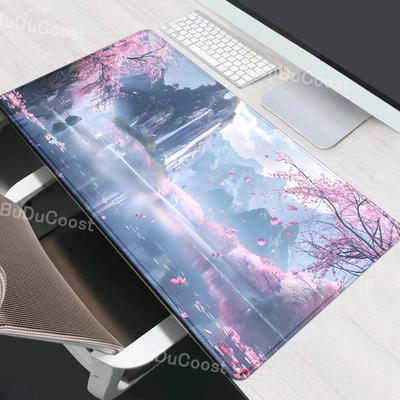 Alfombrilla de ratón Gaming Sakura Flor de Cerezo Japonés XL Hogar Nueva Alfombrilla de Ratón HD Alfombrilla para Teclado XXL Alfombra de Oficina Antideslizante Alfombrilla para Ratón de Portátil
