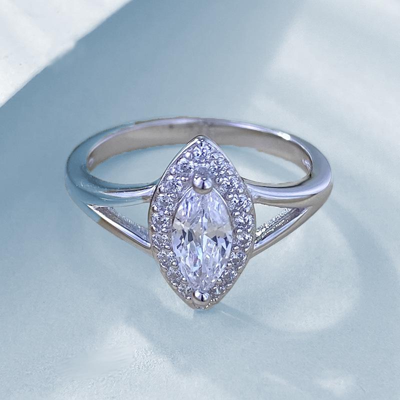 

Модное кольцо-паве из стерлингового серебра S925 с маркизным цирконием для женской свадьбы 2024 Size 6