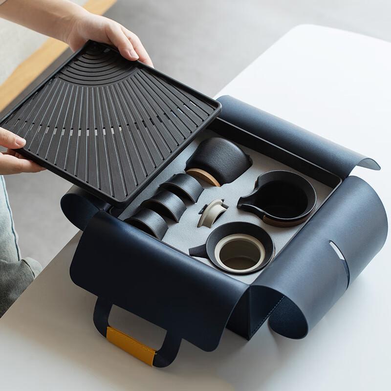 Portable Ceramic Zen Black Travel Tea Set