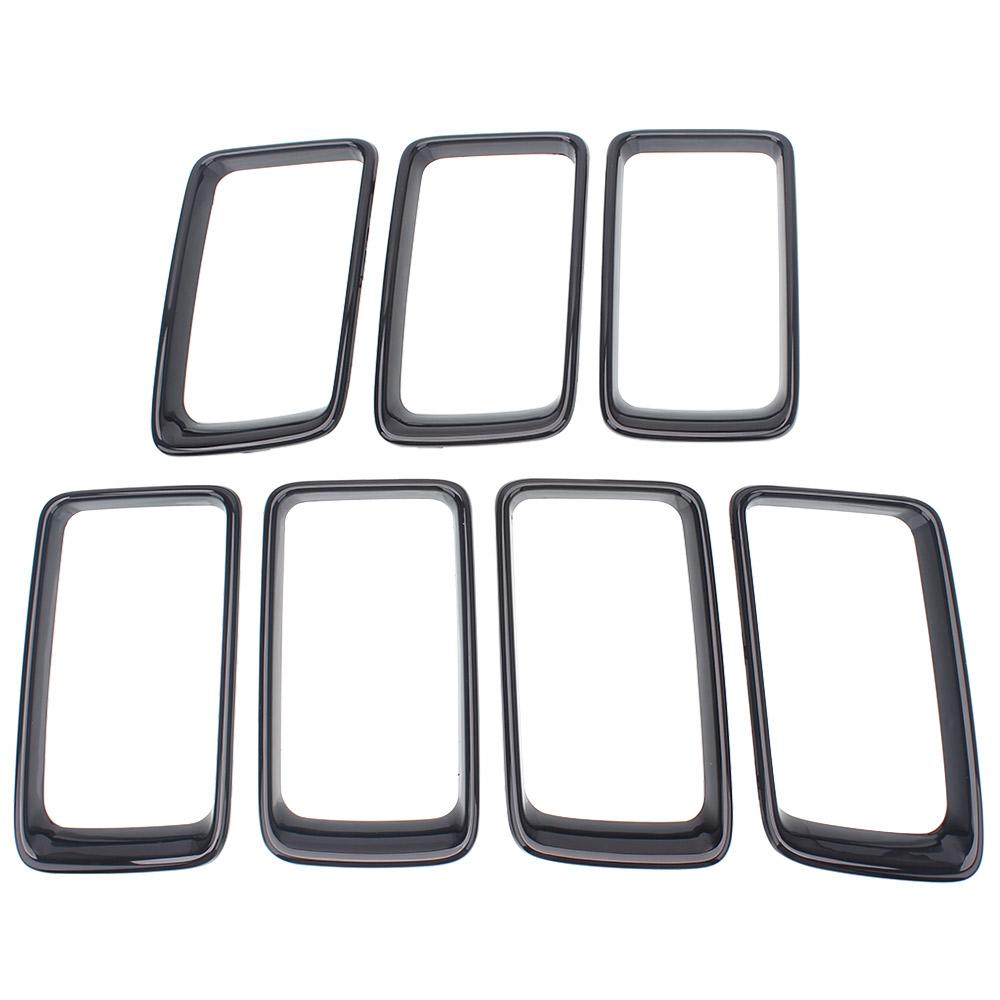 7pcs/set Front Bumper Grille Grill Inserted Ring Trim Cover ABS Plastic For 2014 2015 2016 Jeep Grand Cherokee Car Accessories