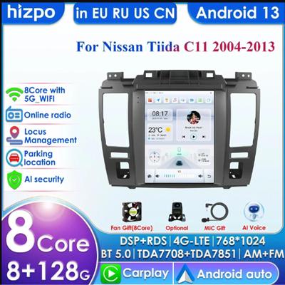 Carplay 4G 9.7'' Tesla Style Screen 2Din Android 13 Car Radio for Nissan Tiida C11 2004-2013 Intelligent Screen Multimedia Player GPS Stereo