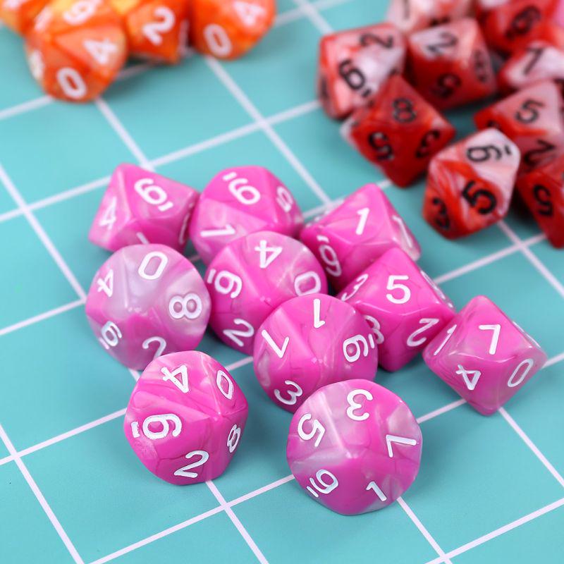 10pcs/set 10 Sided D10 Polyhedral Dices Numbers Dials Desktop Table Board Game