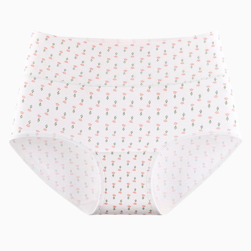 

Plus Size Ladies Summer Jacquard Cotton High Waist Abdominal Comfort Elderly Briefs L белый