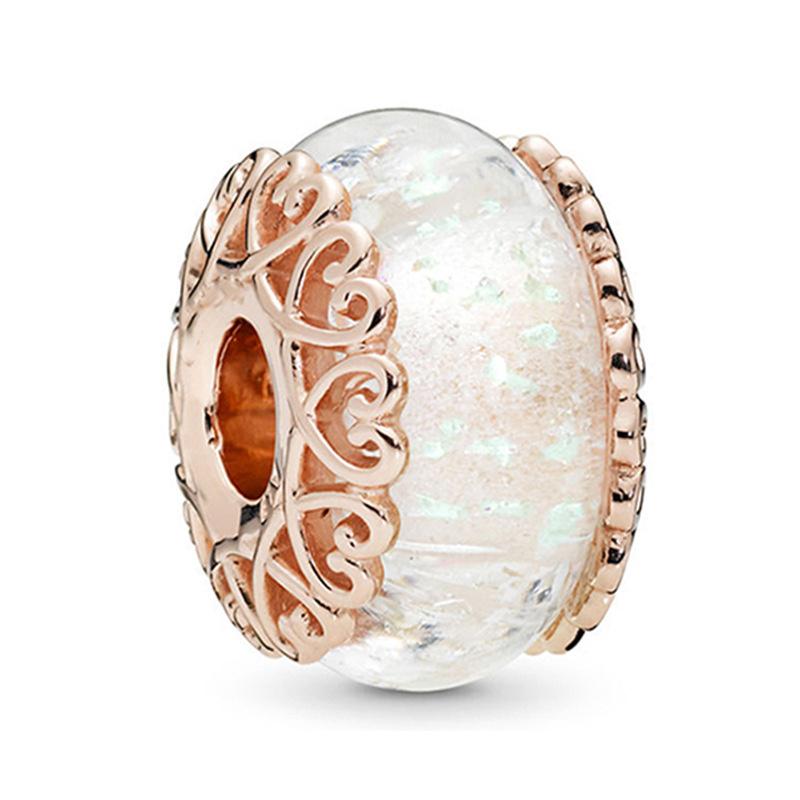 Rose Gold Large Hole Loose Beads Pendant For DIY Pulsera Necklace Accessories Women Fine Jewelry Gifts