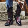 Orrick nowe retro buty kowbojki SKÓRZANE buty COWBOY, wysokie buty damskie i męskie, haftowane buty westernowe na wysokim obcasie