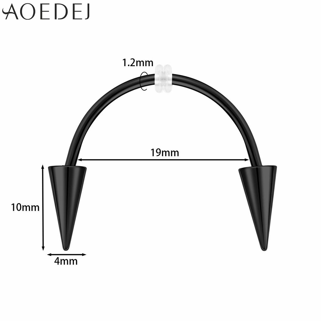 AOEDEJ 2 Stück/Los 16G Spike Edelstahl Lippenpiercing Lippenpiercing für Damen Herren Halloween Lippenpiercing Kegel 2 Farben Smiley Piercings Reißzahn 19/22MM