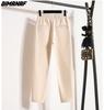 Dimanaf 2024 Talla Grande Invierno Pantalones Largos Mujer Cintura Elástica Sueltos Casual Sólidos Pantalones Harem Pantalones de Algodón Gruesos de Lana