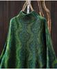 Vintage Ethno-Print Damen Halbhoher Kragen Übergröße Locker Gestrickter Pullover für Herbst/Winter