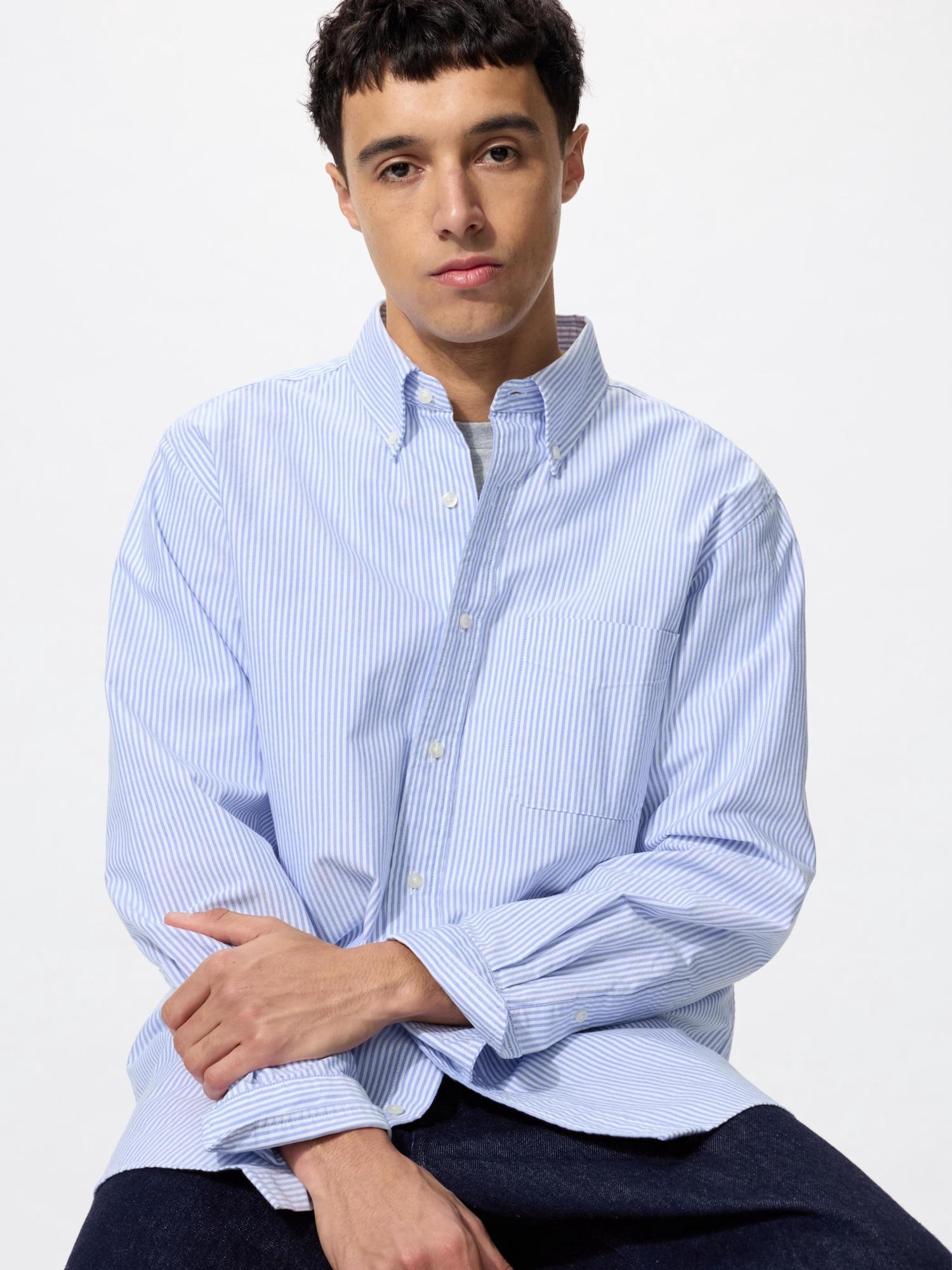 

Рубашка Uniqlo Oxford с длинным рукавом в полоску 65 BLUE/UNISEX M