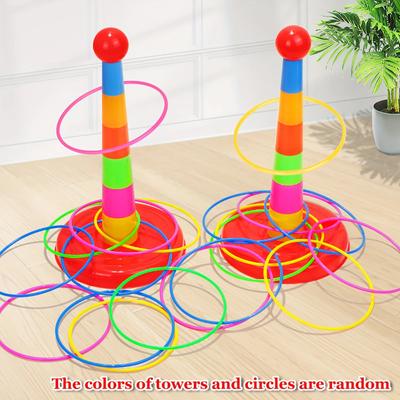 Jeu pour enfants Tour à lancer d'anneaux, Jouet interactif amusant en famille, avec anneaux à lancer, Cadeau de Noël