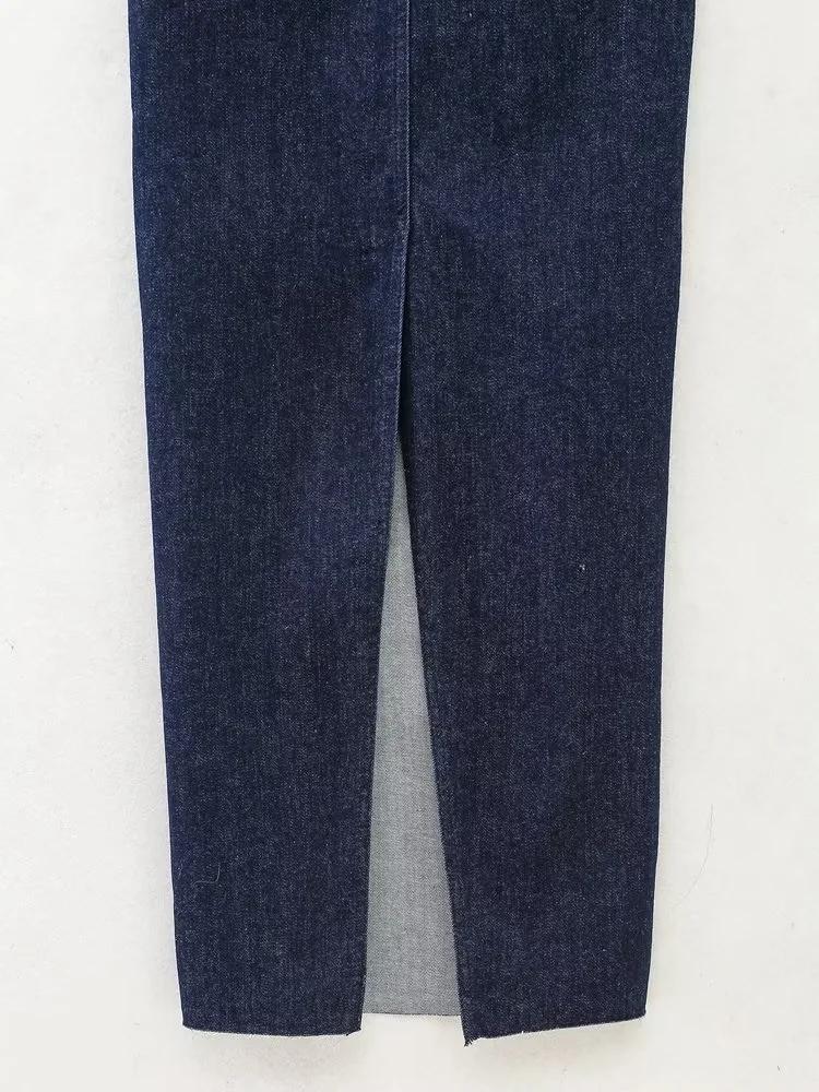 Sexy modrá kovbojská dívka dlouhé šaty bez ramínek bez zad na zip s rozparkem společenské dámské letní večerní šaty