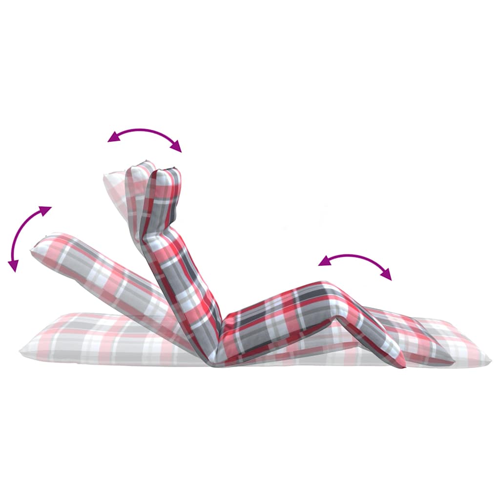 Foldable Sun Lounger Red Checkered Pattern 175 x 54 x 8.5 cm Oxford Fabric