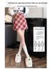 Women's High-Waist Retro A-Line Woolen Plaid Skirt - Autumn/Winter Slim Fit Short Skirt