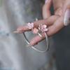 Dainty Open Adjustable Ring Drop Oil Design Flower Bracelet Fashion Cherry Blossom Ring  Daily