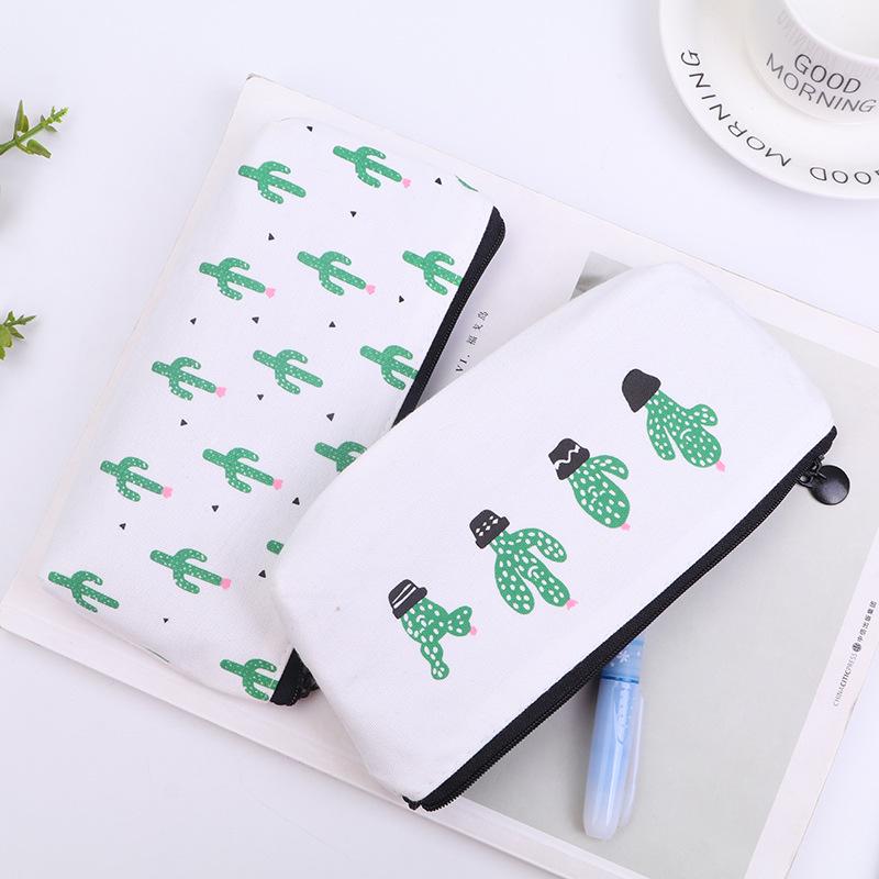 Creative Cactus Pencil Case for Boys – Large Capacity, Multi-functional Canvas Stationery Bag