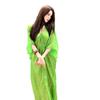 New Chinese-style Cold Green V-neck Dress for Women's Summer Socialites, High-end Sense of Relaxation, Lazy Wind Loose Holiday Dress