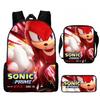 Cartoon Sonic Backpack, Primary And Secondary School Schoolbag, Messenger Bag, Pencil Case Three-Piece Set