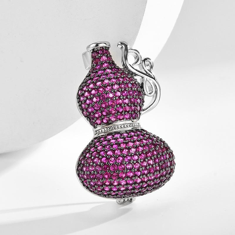 

New High-End Gourd Brooch, Colored Zircon Brooch, Fashionable And Personalized Coat Accessories Pin Manufacturer Wholesale Hair червоний