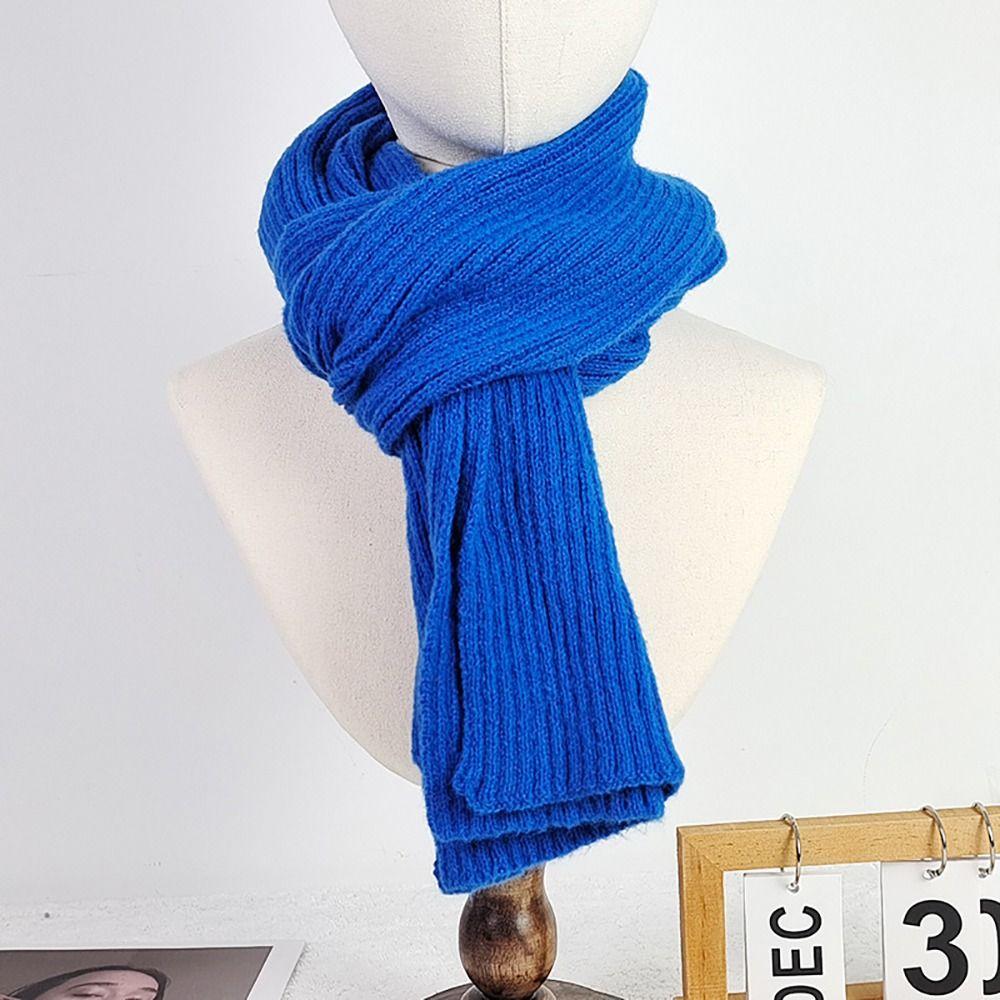 Woolen Knit Scarf Solid Color Neck Scarf Neck Guard Shawl Neckerchief  Women