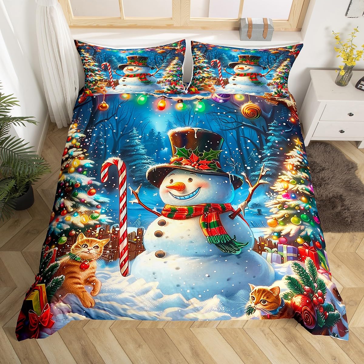 

Comforter Christmas Snowman Queen Size Warm And Comfortable Exquisite Suitable For Children Teenagers Comforter (quilt)-EU Single(135*200cm)3pcs