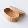 Osaka Choseido Wooden Lunch Oval Single Tier with Beige Hollowed-Out Box, (Mottled Grain), Lacquered, (350cc, Oval, Band)