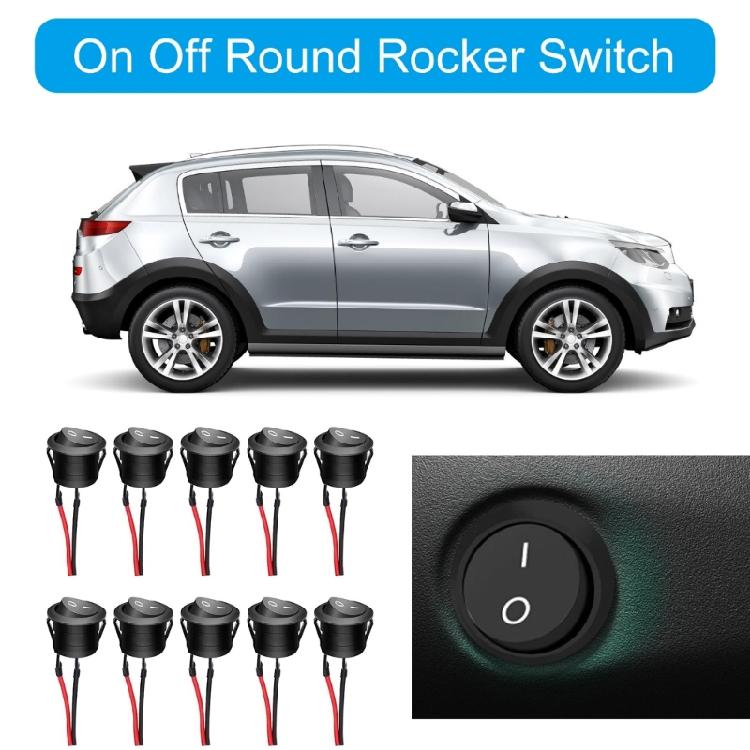 Round Rockers Switch ON Offs 23mm Toggle Switch 12V for Car Marine Boats Trailer Prewired 2 Pin Switch