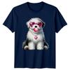 Fluffy Dog Heart Sunglasses Bubblegum Animals Dogs Unisexs TShirt Unisexs Tee a