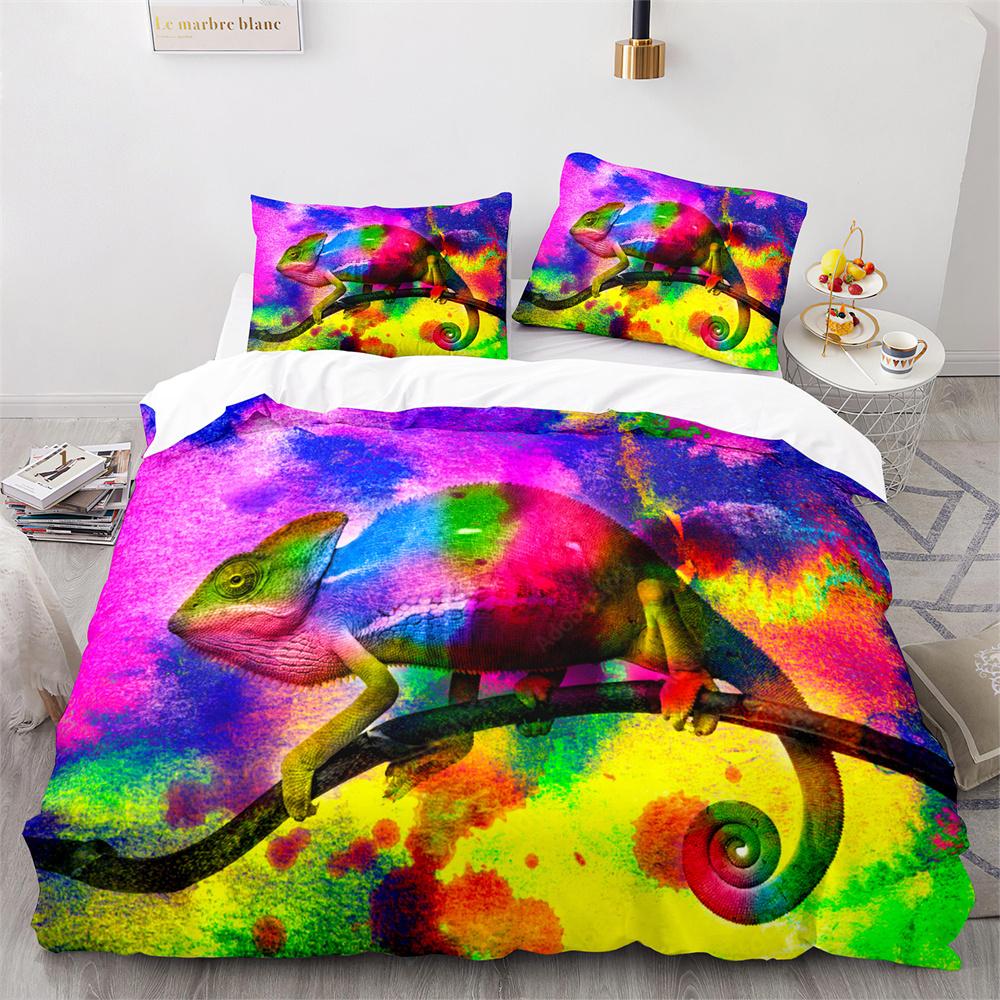 Lizard Duvet Cover Set Desert Wildlife Animal Pattern Comforter Cover King Queen Size for Adults Teens Animal Lovers Bedding Set