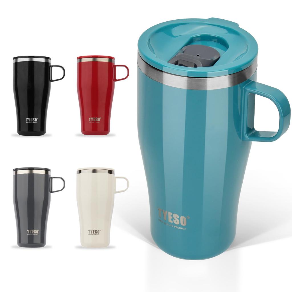 TYESO 500ml Stainless Steel Vacuum Insulated Mug with Lid, Large Capacity, Keeps Hot or Cold, Coffee Cup with Handle, Portable, Gift, TS-8879, Blue