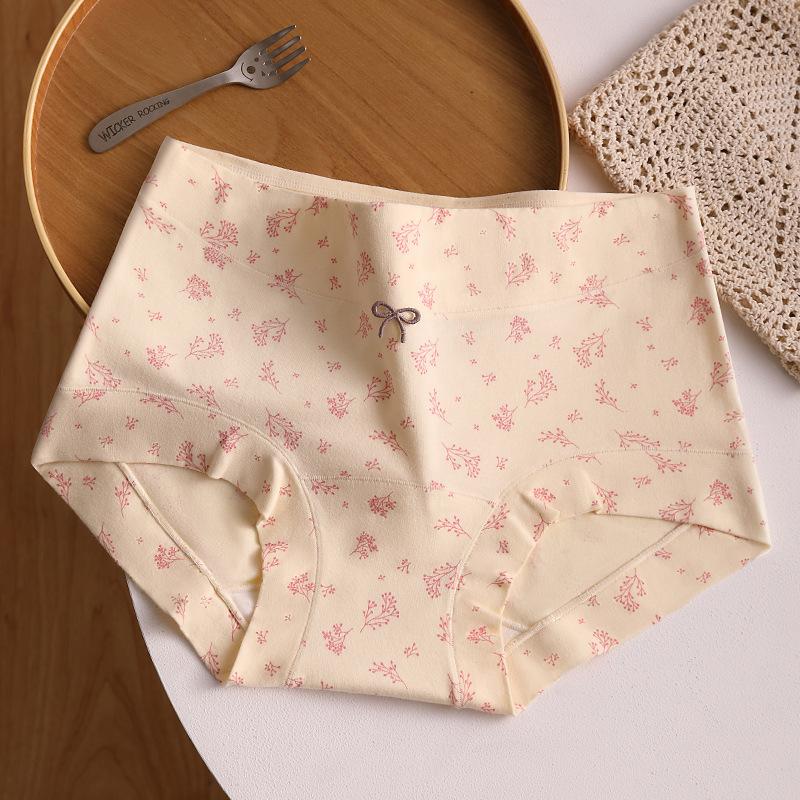 

Жіночі весняно-осінні бавовняні труси з квітковим принтом, бантом, бактеріостатичні, подовжені, з низькою посадкою XXL рожевий