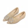 2025 autumn and winter new round head rhinestone buckle mink hairy thick heel foot cover plush warm women's cotton shoes