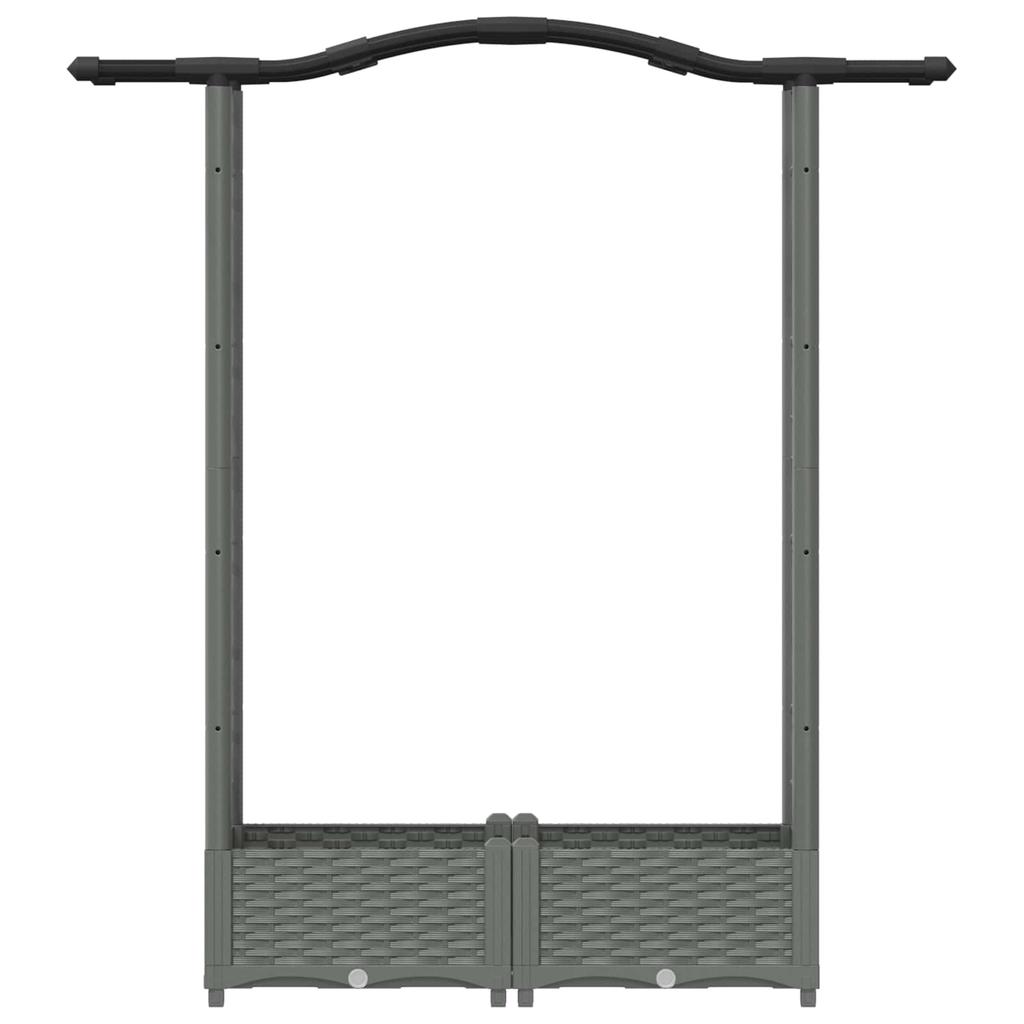 Raised Garden Bed with Trellis and Hanging Roof Light Grey 124 X 40 X 125 Cm PP