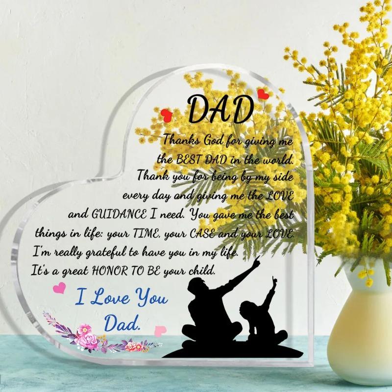 2D Flat Dad Birthday Gifts Acrylic Desktop Decoration Plaque, Home Decor Plaque Hanging Wall Art Decorative Garden Decoration for Room Door Signs Hang